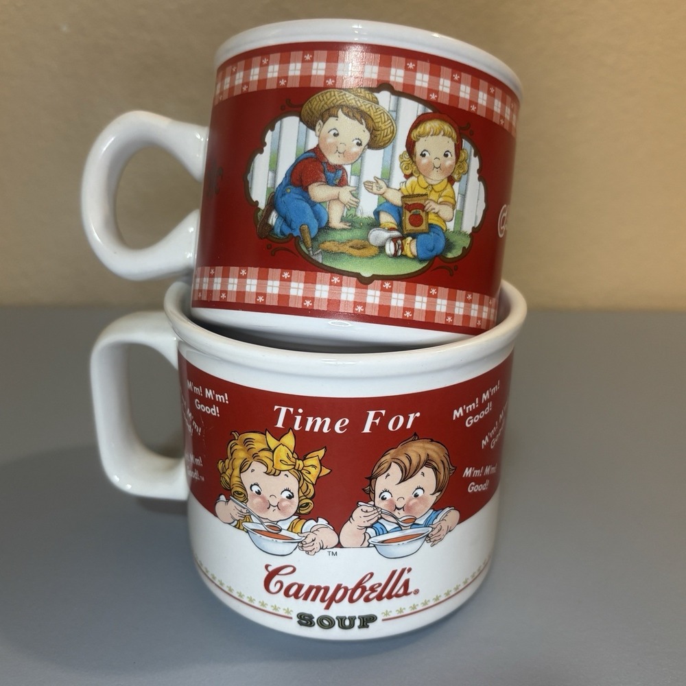 Campbell's Soup Red White Cup Mug Kitchen Collectible Houston Harvest red White